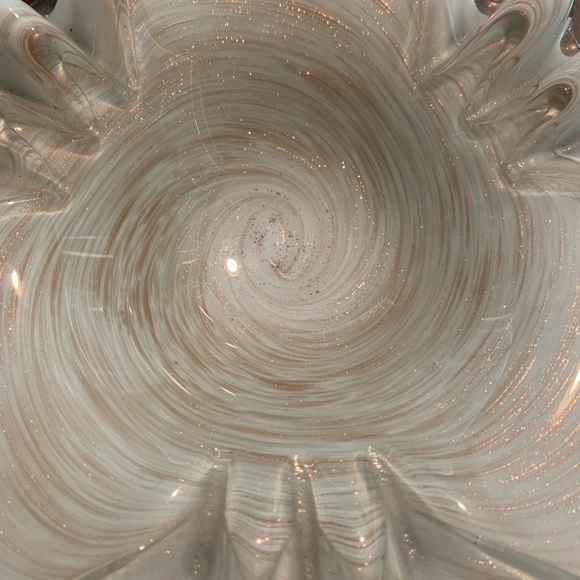 Beautiful white gold flecked Murano handblown ashtray - Picture 6 of 10